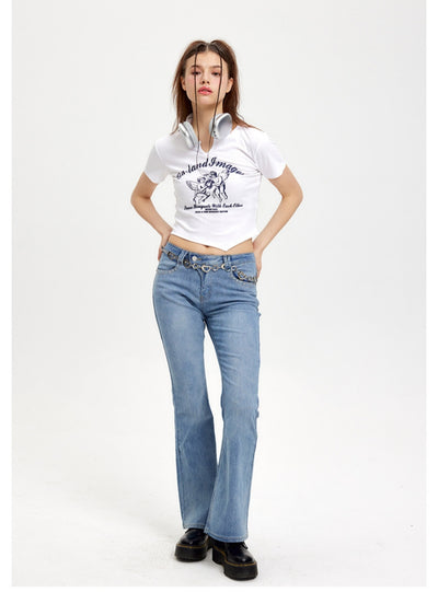 Short-sleeved Blouse Irregular Slim T-shirt