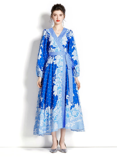Lantern Sleeve Printed Dress