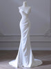 White Mermaid Satin Backless Wedding Dress