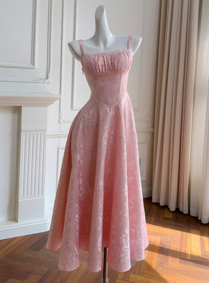 Pink Sleeveless Suspender Dress