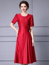 Satin Short Sleeve Mother Of The Bride Dress