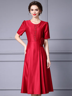 Satin Short Sleeve Mother Of The Bride Dress