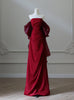 Burgundy Strapless Pleats Prom Dress