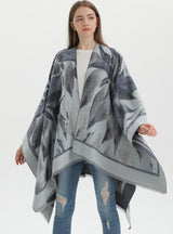 National Double-sided Fringed Split Shawl