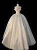 White Satin Strapless Appliques Wedding Dress