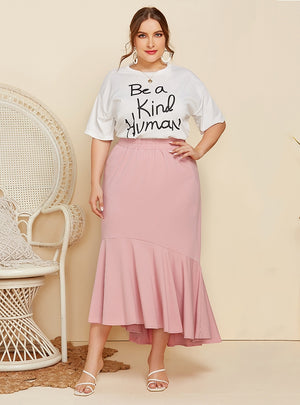 Short-sleeved Printed T-shirt Pleated Skirt Two-piece Suit
