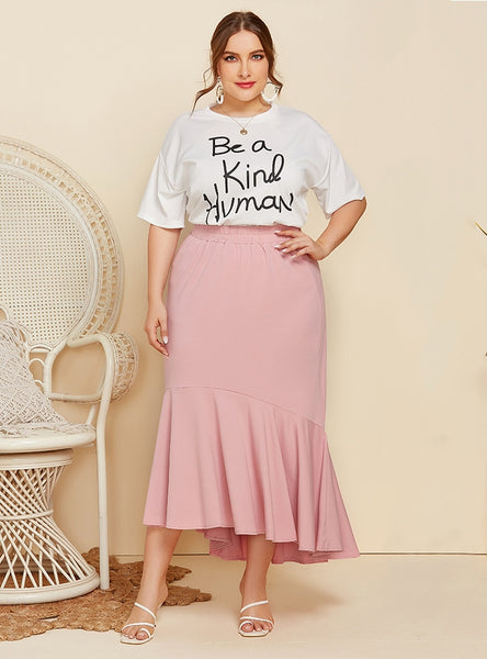 Short-sleeved Printed T-shirt Pleated Skirt Two-piece Suit