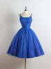 Royal Blue Tulle Spaghetti Straps Pleats Homecoming Dress