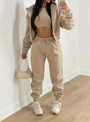 Three-piece Pants Hooded Casual Suit