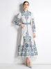 Printed Long-sleeved High-waist Slim Dress