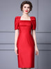 Red Satin Pleats Mother Of The Bride Dress