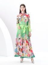 Women Printed Chiffon Shirt+Skirt Suit