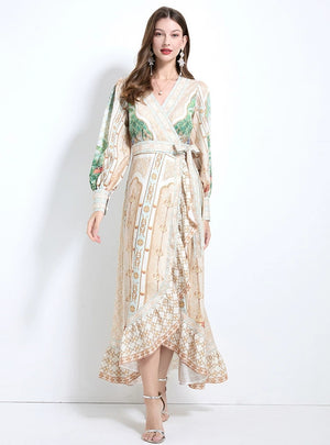 Palace Style Printed Ruffled Dress