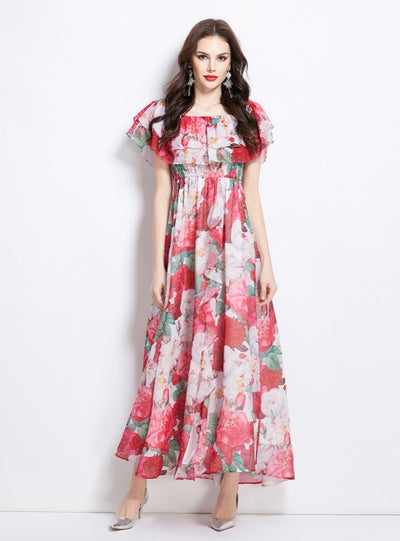 Lotus Leaf Beach Split Chiffon Dress