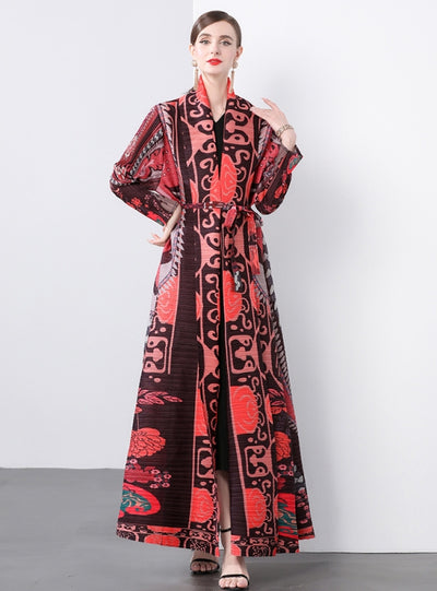 Women Fold Loose Large Print Coat