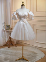 Ivory Tulle Appliques Homecoming Dress