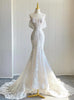 White Mermaid Tulle Lace Wedding Dress