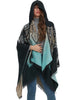Peacock Jacquard Cashmere-like Hooded Cloak Shawl