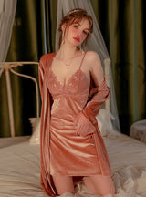 Sexy Velvet Lace Suspender Pajamas