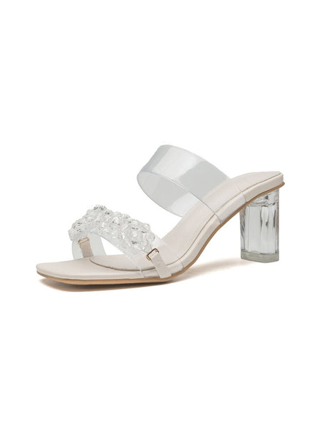 Transparent Thick-Heeled Slippers