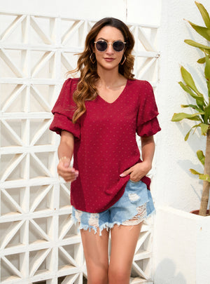 Loose Leisure Holiday V-neck T-shirt