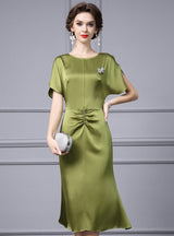 Green Short Sleeve Mother Of The Bride Dress