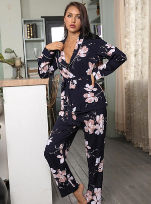 Long-sleeved Print Pajamas Home Suit