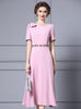 Pink Short Sleeve Beading Mother Of The Bride Dress