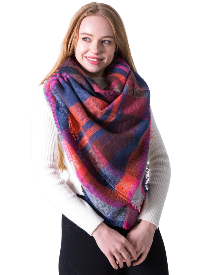 Colorful Plaid Square Plaid Scarf