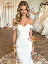 White Mermaid Off the Shoulder Lace Wedding Dress