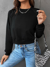 Long Sleeve Round Neck Solid Color Top