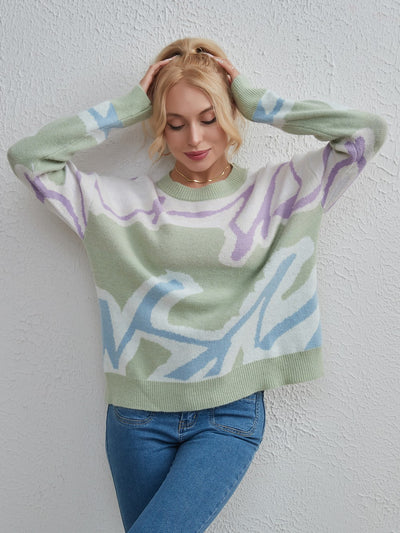 Fashion Contrast Color Pullover Sweater