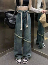 Retro Raw Jeans Loose Pants