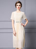 Apricot Short Sleeve Pleats Mother Of The Bride Dress