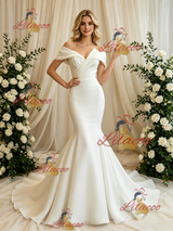 White Mermaid Off the Shoulder Wedding Dress