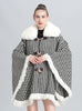 Large Fur Collar Fringed Cloak Shawl