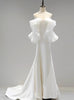White Satin Off the Shoulder Wedding Dress