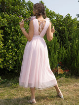 Open-back V-neck Gauze Dress