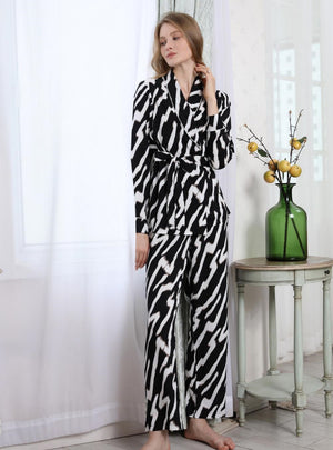 Zebra Pattern Long Sleeve Suit Pajamas