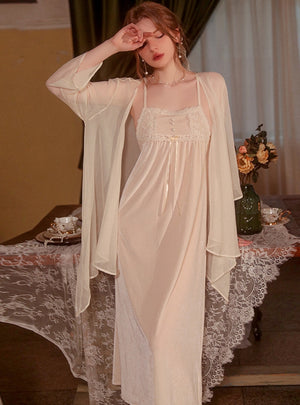 Lace Suspender Nightdress Suit