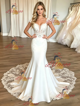 White Mermaid Lace Wedding Dress