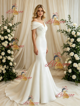 White Mermaid Off the Shoulder Wedding Dress