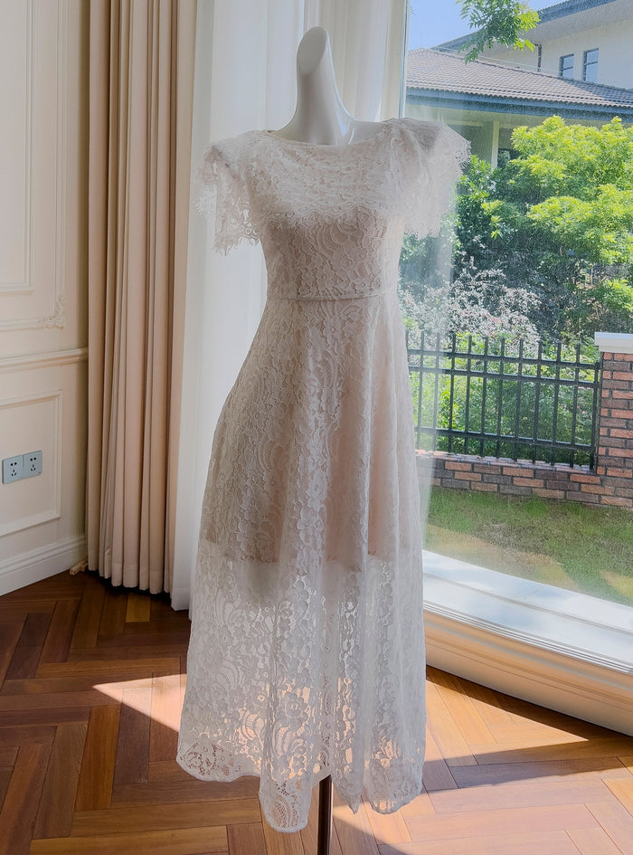 Women White Sexy Lace Dress