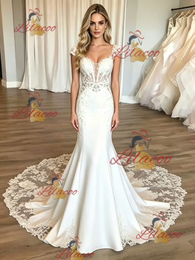 White Mermaid Lace Wedding Dress