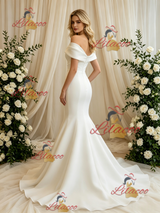 White Mermaid Off the Shoulder Wedding Dress