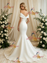 White Mermaid Off the Shoulder Wedding Dress