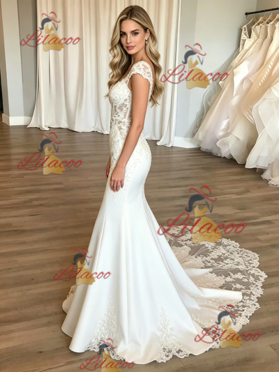 White Mermaid Lace Wedding Dress
