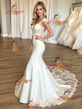 White Mermaid Lace Wedding Dress