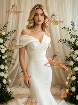 White Mermaid Off the Shoulder Wedding Dress