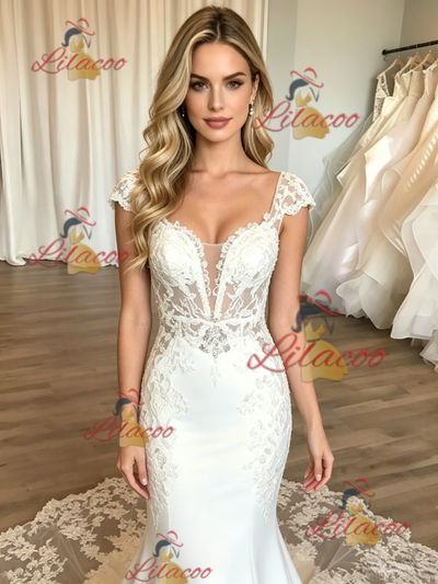 White Mermaid Lace Wedding Dress
